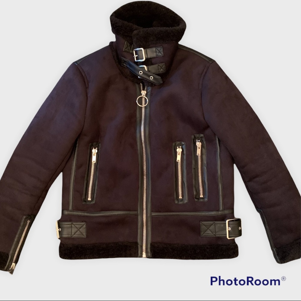 Philosophy Faux Leather Moto/Aviator Jacket Size S